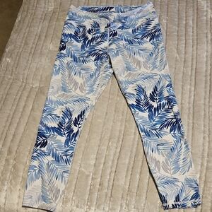 Fabletics Blue And White Cropped Workout Pants Size Small